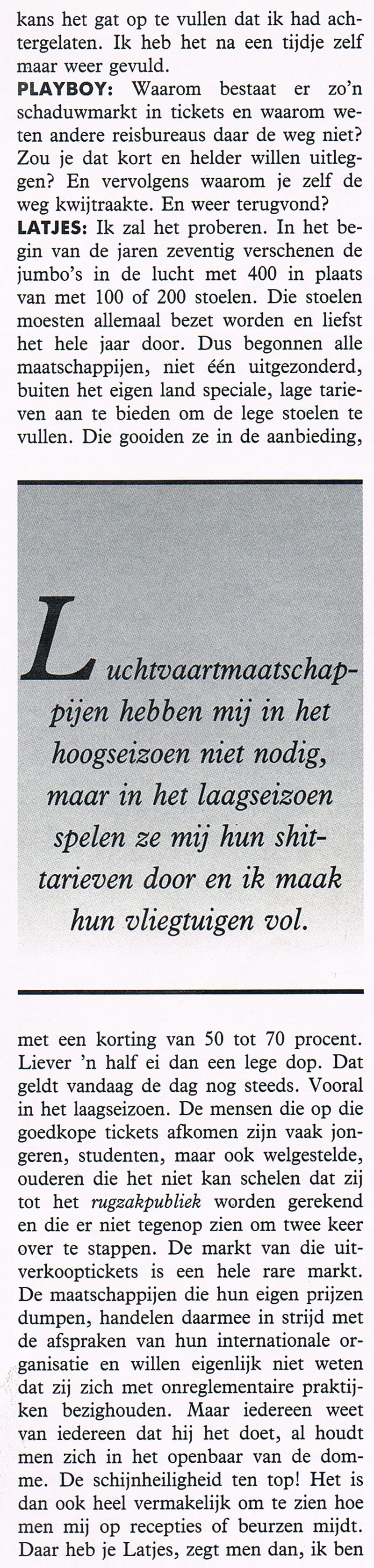 Ad Latjes in de Playboy Augustus 1990
