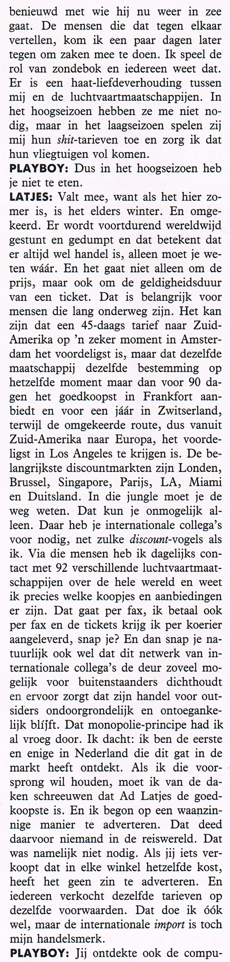 Ad Latjes in de Playboy Augustus 1990