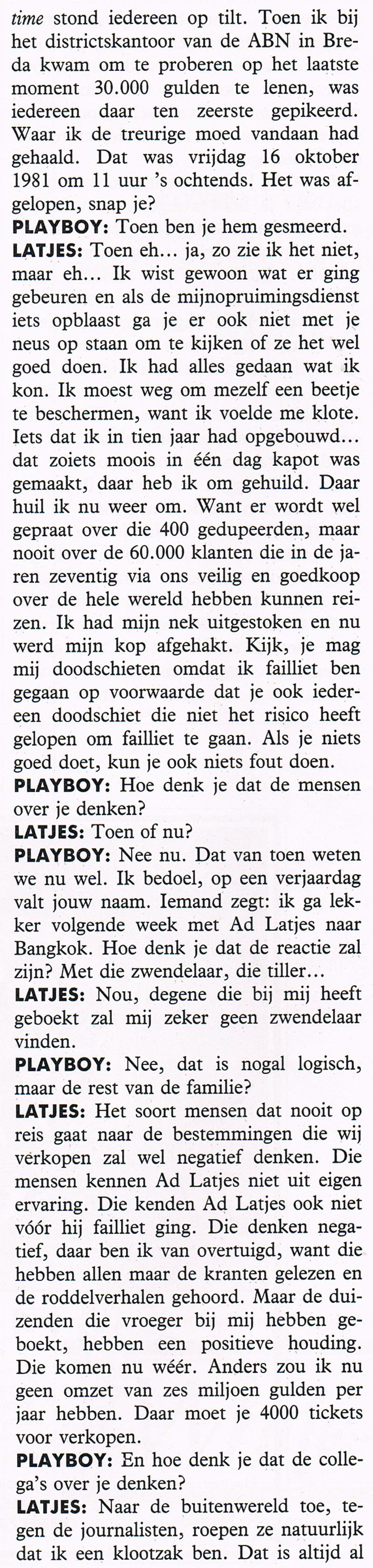 Ad Latjes in de Playboy Augustus 1990