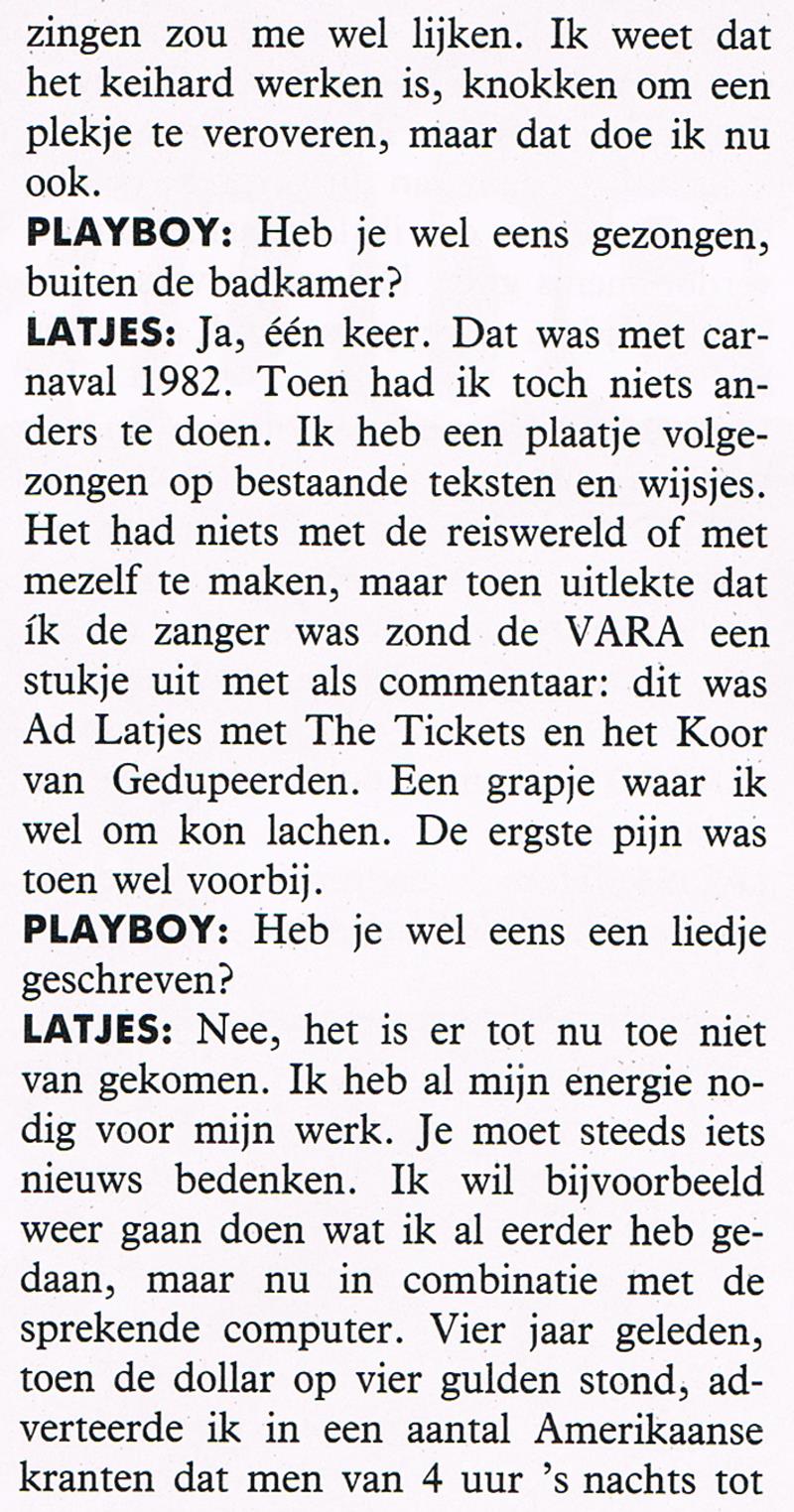 Ad Latjes in de Playboy Augustus 1990