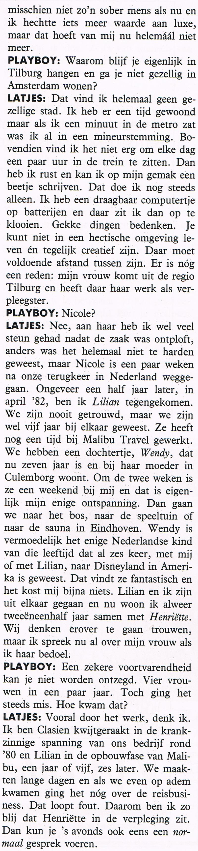 Ad Latjes in de Playboy Augustus 1990