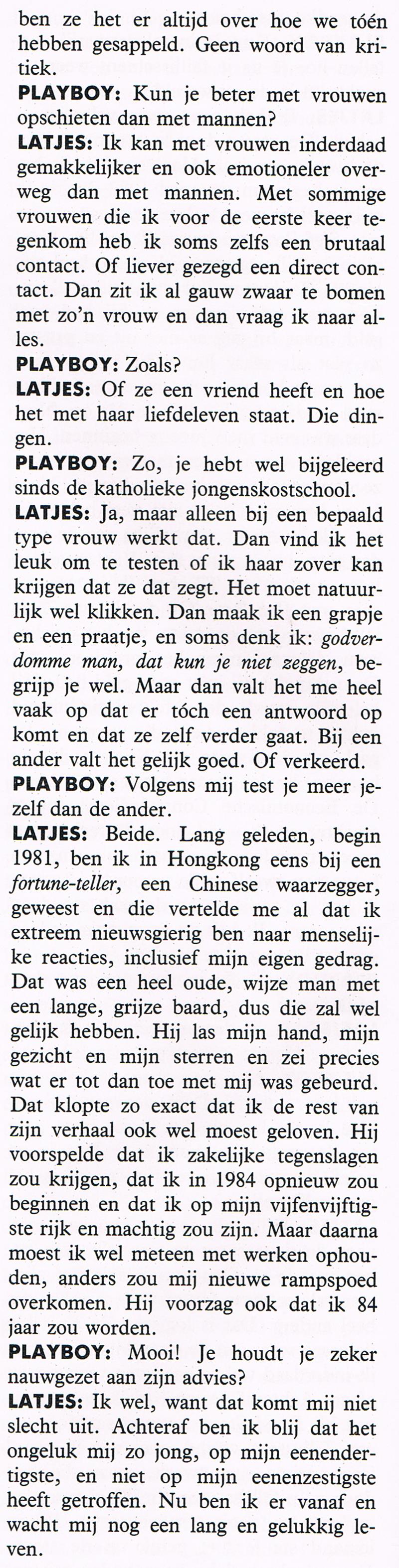 Ad Latjes in de Playboy Augustus 1990